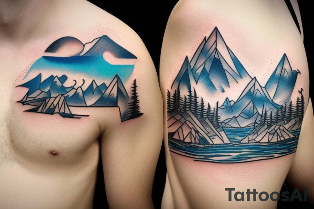 Mountains above water tattoo idea
