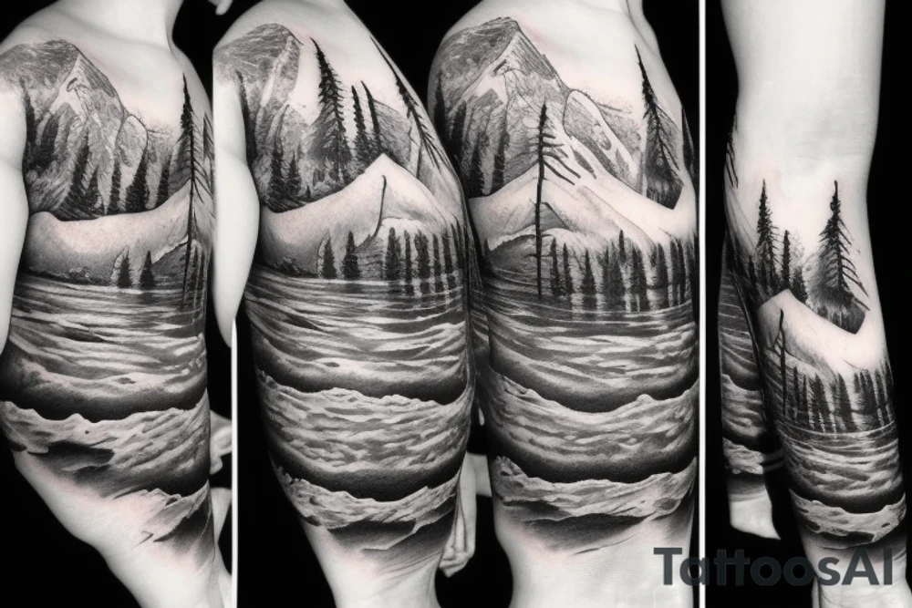 Mountains above water tattoo idea