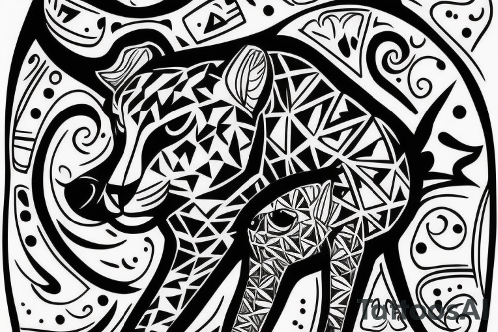 Male cougar with two cubs tattoo idea