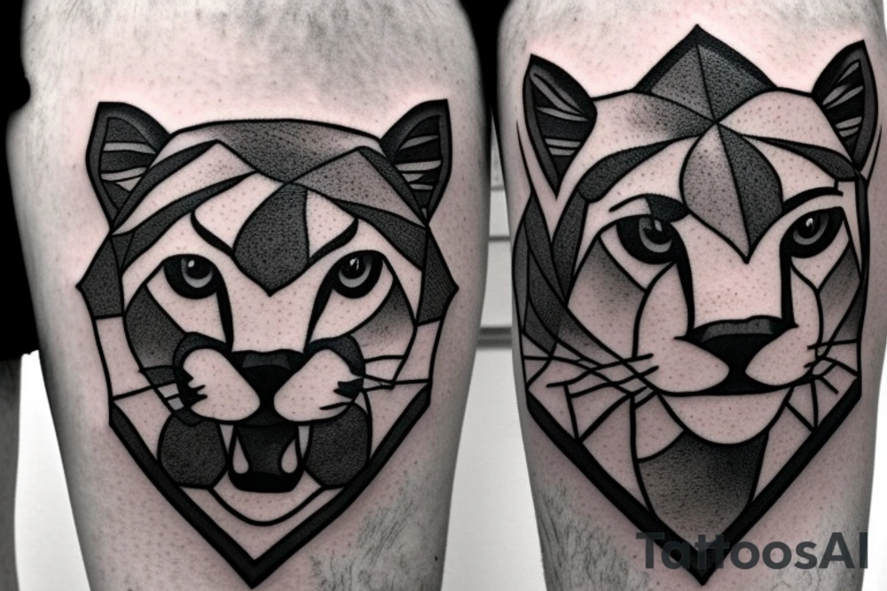 Male cougar with two cubs tattoo idea
