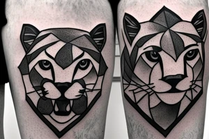 Male cougar with two cubs tattoo idea