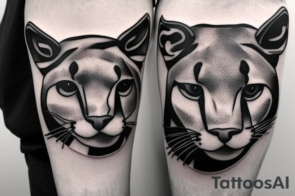 Male cougar with two cubs tattoo idea