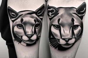Male cougar with two cubs tattoo idea