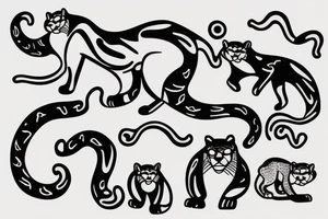 Male cougar with two cubs tattoo idea