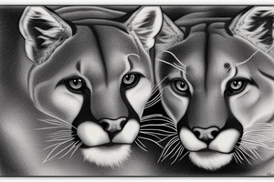 Male cougar with two cubs tattoo idea