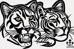 Male cougar with two cubs tattoo idea