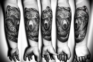 Male bear with two cubs tattoo idea