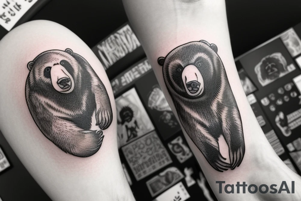 Male bear with two cubs tattoo idea