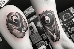 Male bear with two cubs tattoo idea