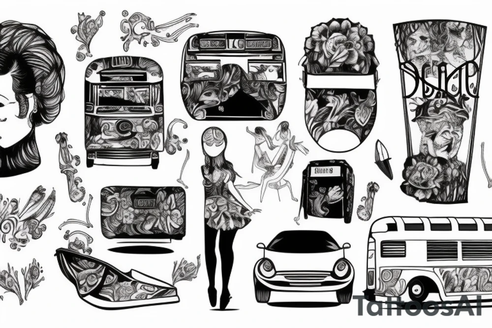Bus on dance festival tattoo idea