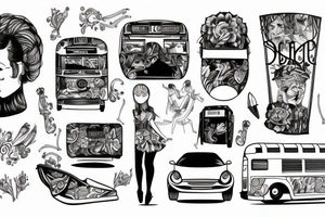 Bus on dance festival tattoo idea