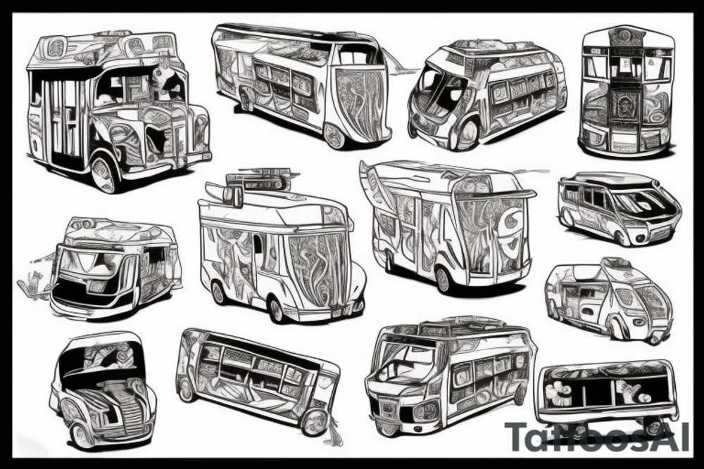 Party bus on dance festival tattoo idea