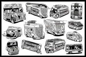 Party bus on dance festival tattoo idea