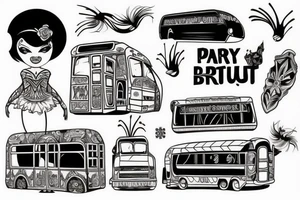 Party bus on dance festival tattoo idea