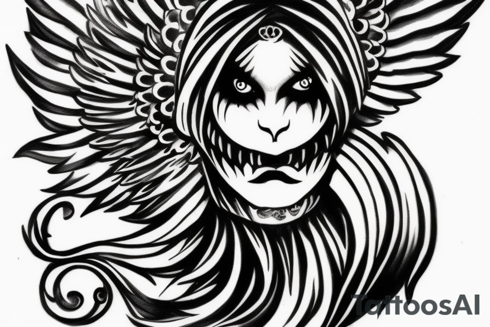 Eye ,angel,demon , wings tattoo idea