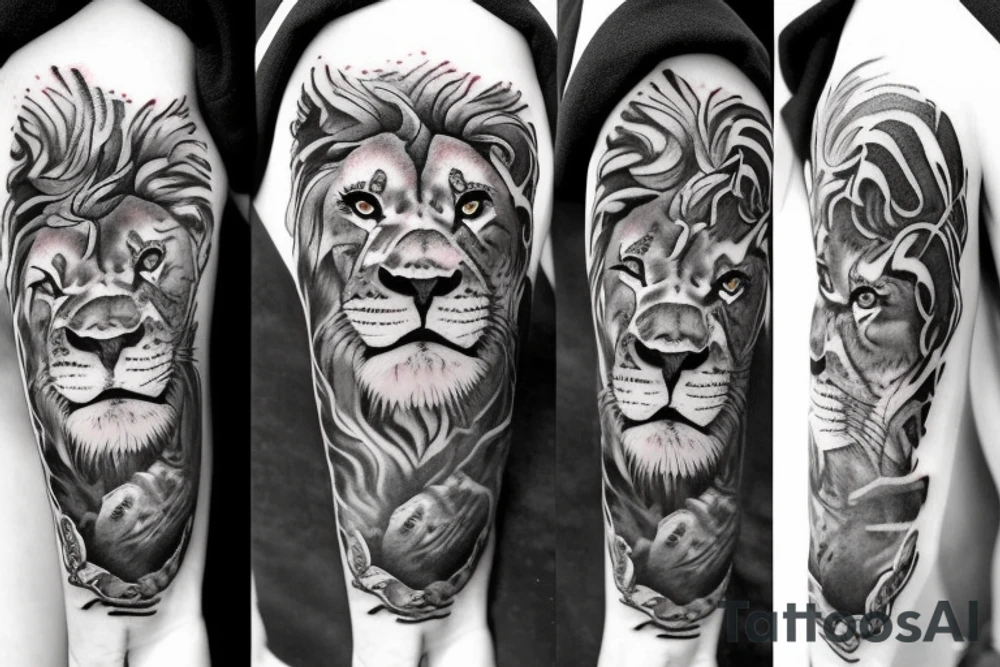 3 baby lion sculptures tattoo idea