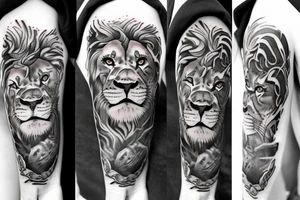 3 baby lion sculptures tattoo idea