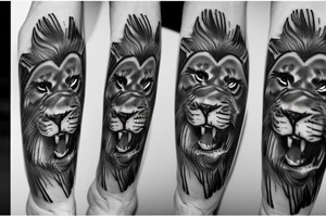 3 baby lion sculptures tattoo idea