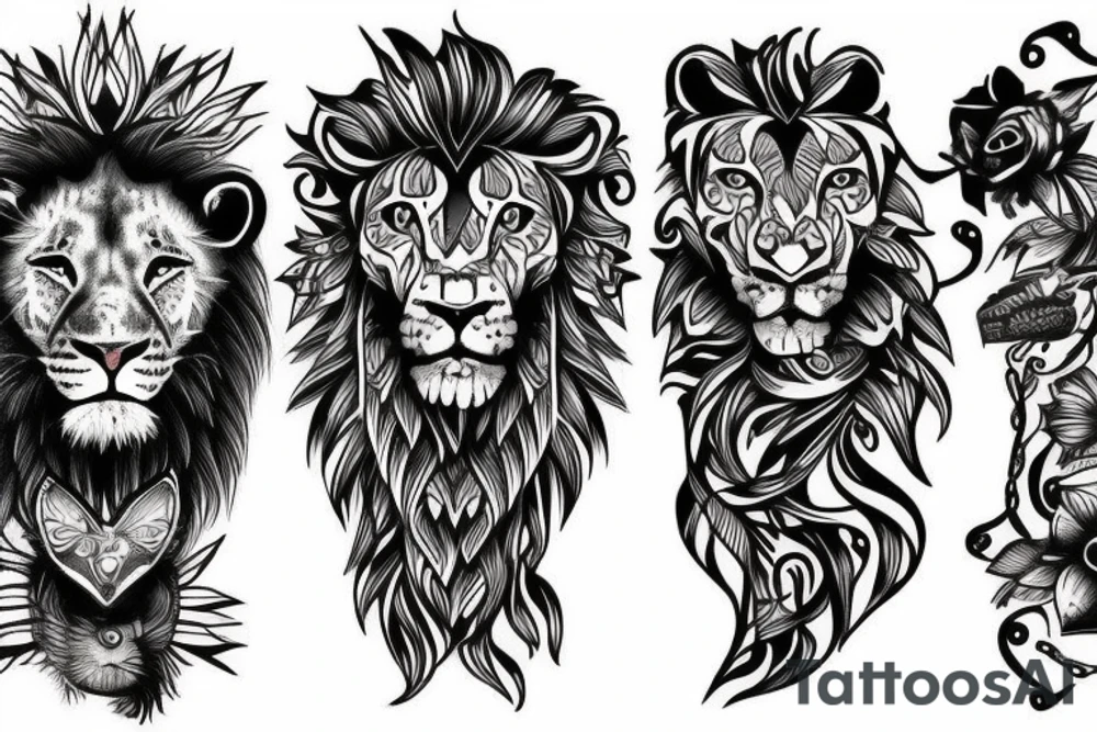 baby lion tattoo idea
