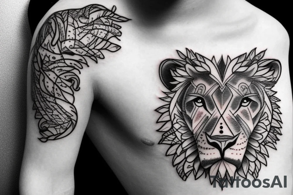 baby lion tattoo idea
