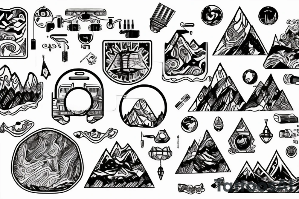 Mountain Range with Circuit Board Designs tattoo idea