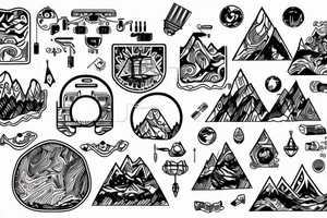 Mountain Range with Circuit Board Designs tattoo idea
