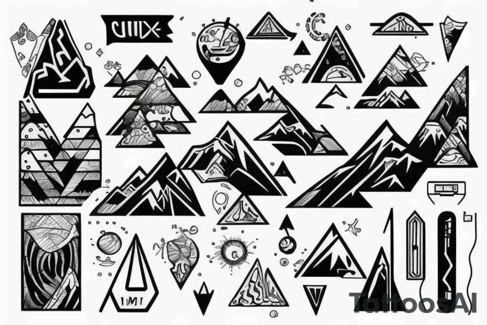 Mountain Range with Circuit Board Designs tattoo idea