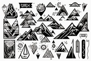 Mountain Range with Circuit Board Designs tattoo idea