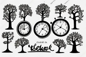 home with  tree and  a clock tattoo idea