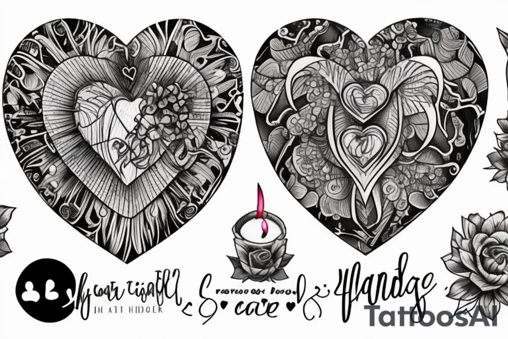 An anatomic heart with a candle inside, that is protected by two hands tattoo idea An anatomic heart with a candle inside, that is protected by two hands tattoo idea