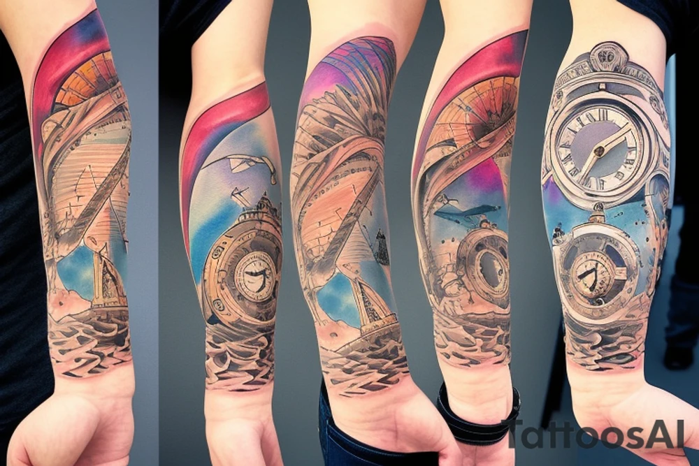 Clock lighthouse tattoo idea
