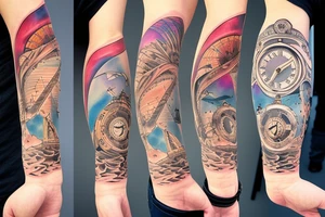 Clock lighthouse tattoo idea