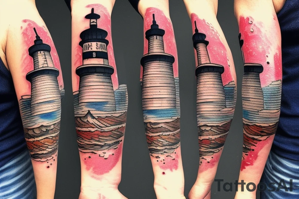 Clock lighthouse tattoo idea