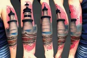 Clock lighthouse tattoo idea