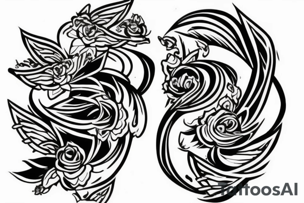 Женщина с крыльями прикрывает детей tattoo idea