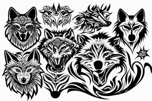 Fierce wolf with cub tattoo idea