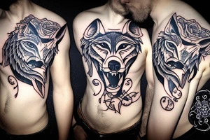 Fierce wolf with cub tattoo idea