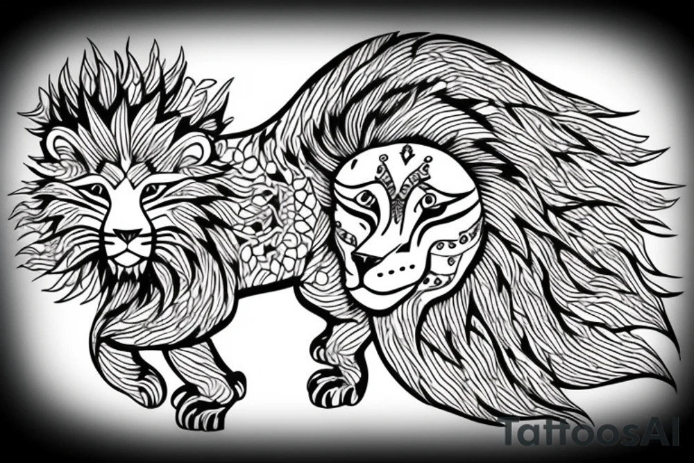 Fierce lion with cub tattoo idea