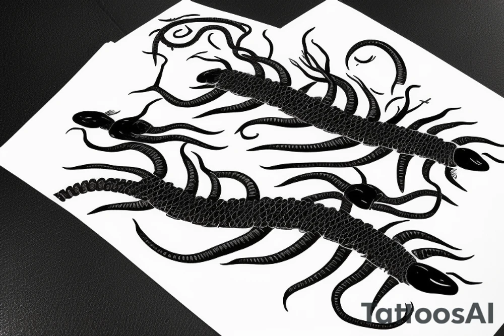 centipede with long and sharp legs tattoo idea