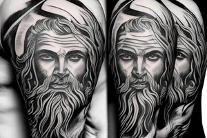 Slavic God of thunder with rough sea tattoo idea