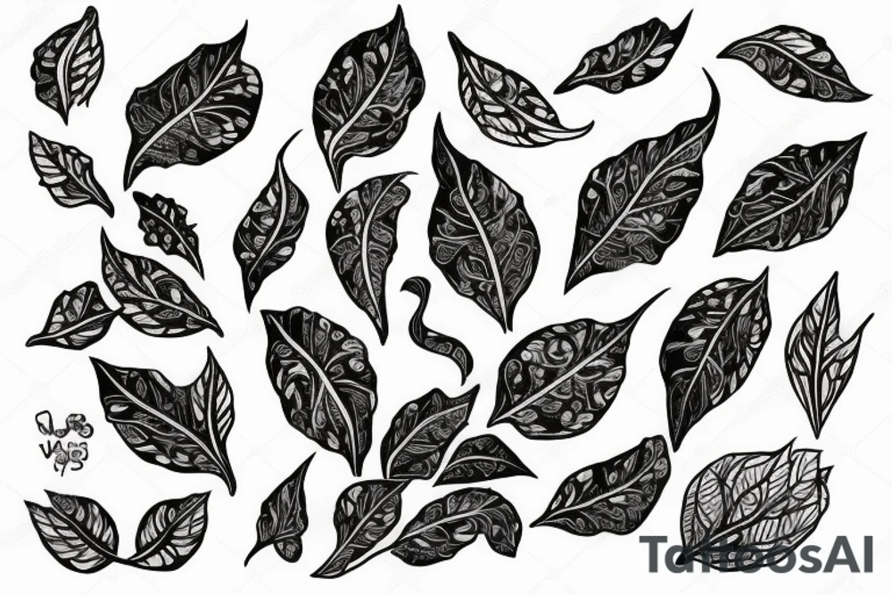 Vine leaves with flowers tattoo idea