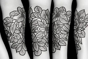 Vine leaves with flowers tattoo idea
