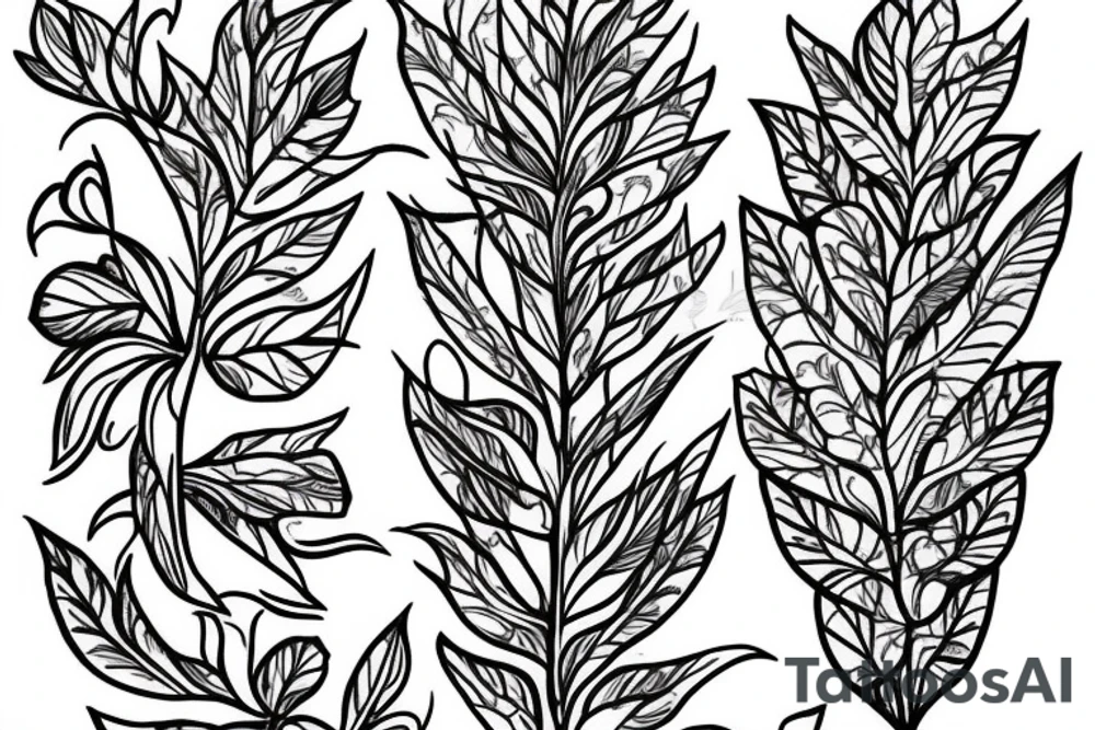 Vine leaves with flowers tattoo idea