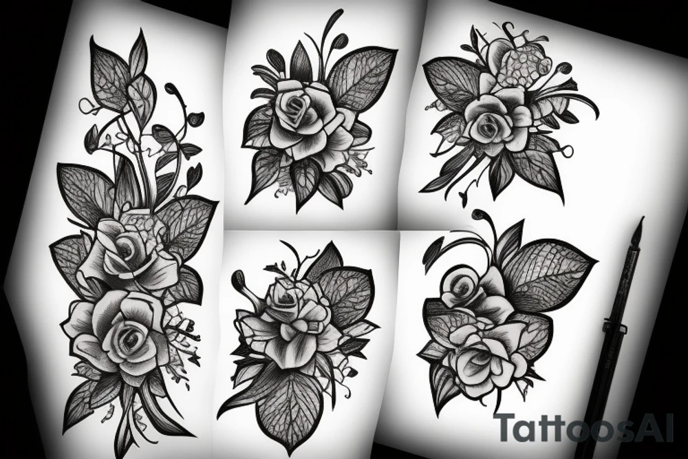 Vine with flowers tattoo idea
