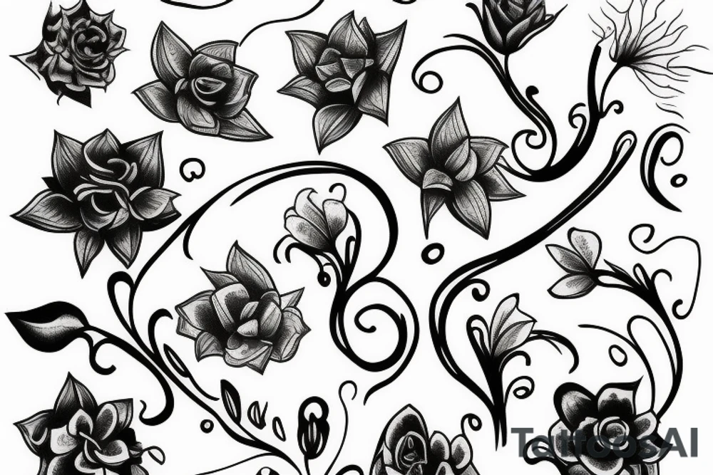 Vine with flowers tattoo idea