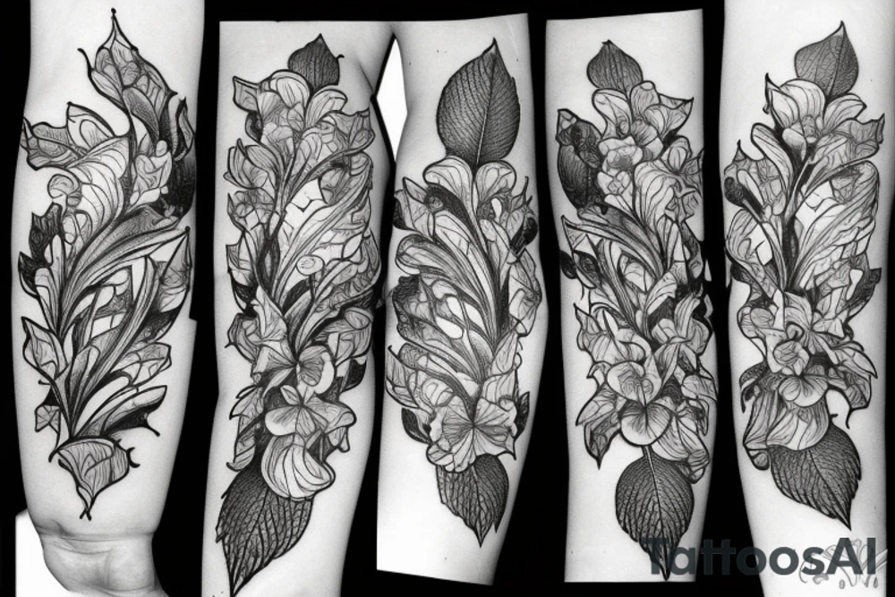 Violets, daphodiles, 1981, 1982, heart, ferns tattoo idea