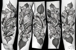 Violets, daphodiles, 1981, 1982, heart, ferns tattoo idea