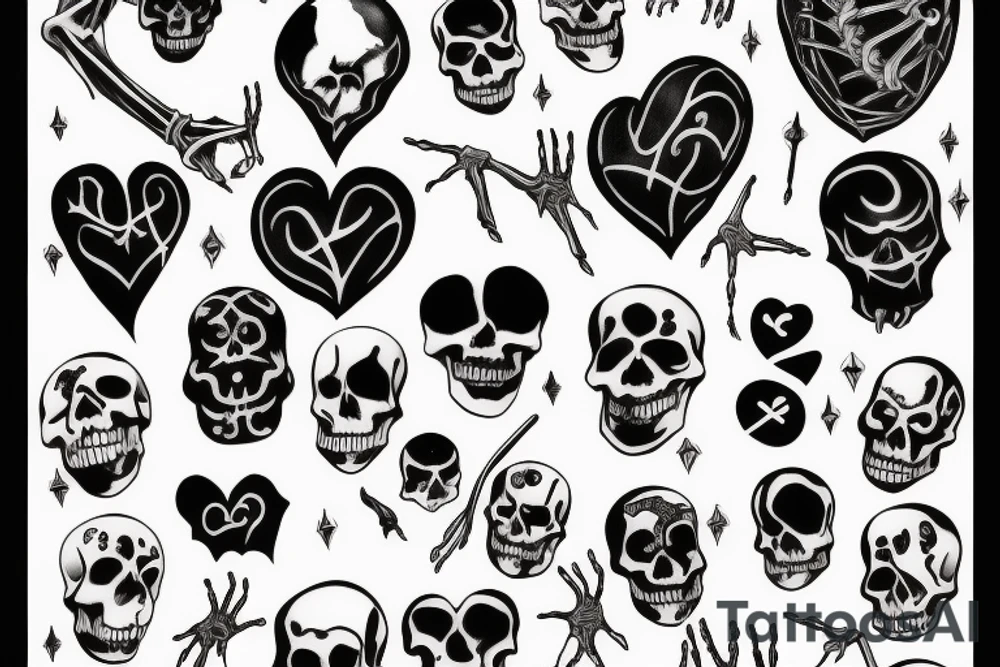 A black heart in a skeleton hand gothic tattoo idea