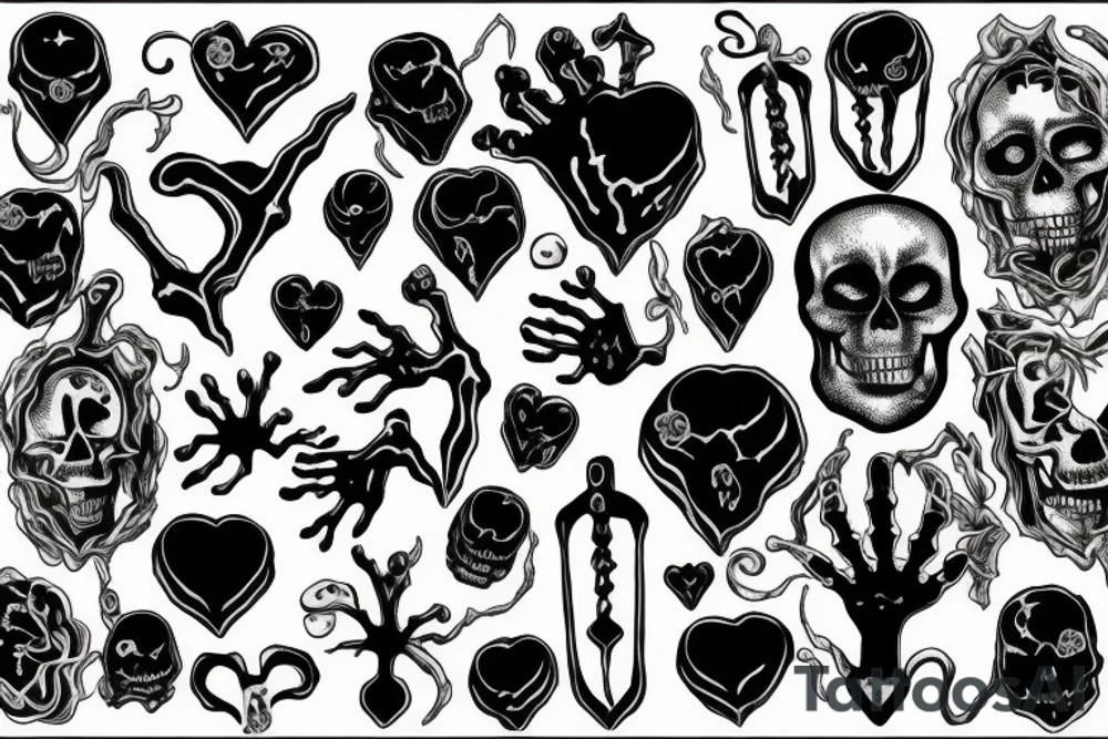 A black heart in a skeleton hand gothic tattoo idea