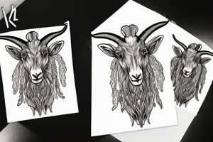 Two headed goat with big horns tattoo idea